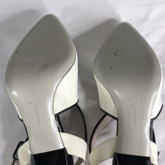 Jason Wu Heels Womens 7.5 US 38 EU White Black Patent Leather Lattice Accent - Picture 5 of 16